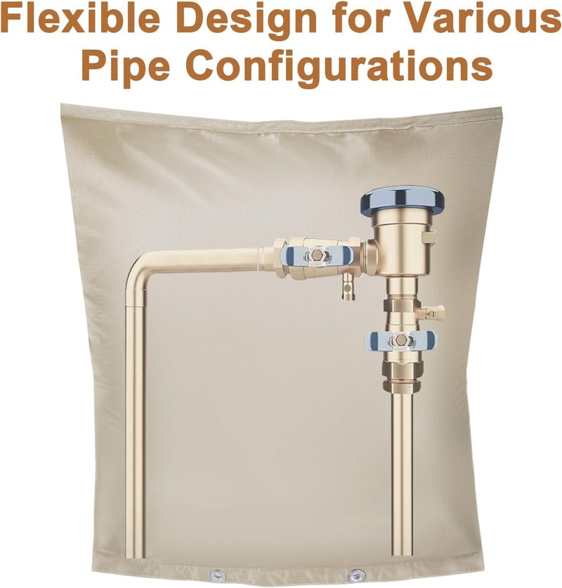 MY RUSTIC Backflow Preventer Insulation Cover,Pipe Insulation,Outdoor Pipe Covers for Winter Freeze Protection,Outdoor Faucet Covers for Winter Freeze Protection,Insulated Pipe Covers for Outside (24w*24h) - Image 2